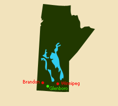 Map to Glenboro, Manitoba